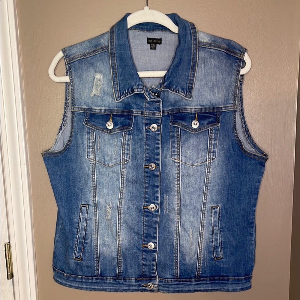 Coco + Carmen Blue Denim Sleeveless Vest
